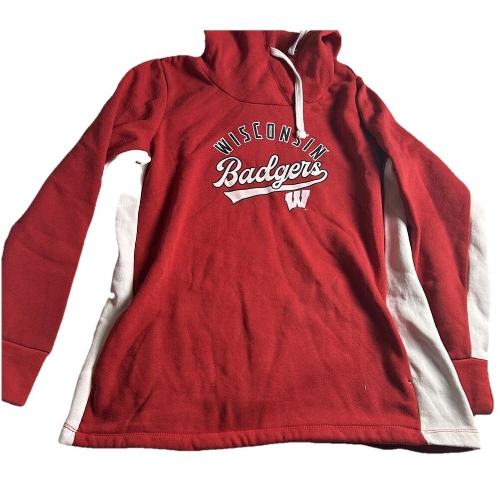 Wisconsin Badgers Women's Red Pullover‎ Drawstring Fanatics Hoodie Size XL